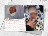 Baby Thank You Card Wording Personalised Photo New Baby Birth Announcement Thank You