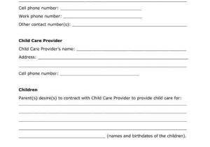 Babysitter Contract Template Free Printable Pdf format form Child Care Agreement for