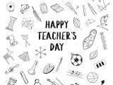 Background for Teachers Day Card Happy Teacher Day Greeting White Background Doodle Freehand