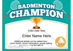 Badminton Certificate Template Badminton Certificate Kid Certificate Champion Award