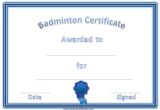 Badminton Certificate Template Free Badminton Certificate Template Customize Online