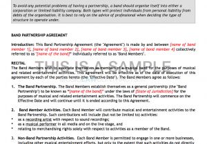 Band Manager Contract Template Band Agreement Template