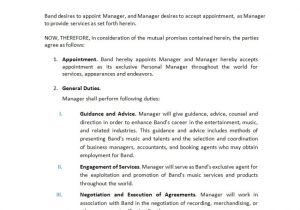Band Manager Contract Template Record Label Agreements