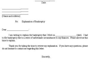 Bankruptcy Letter Of Explanation Template Sample Letter for Explanation Of Bankruptcy Template