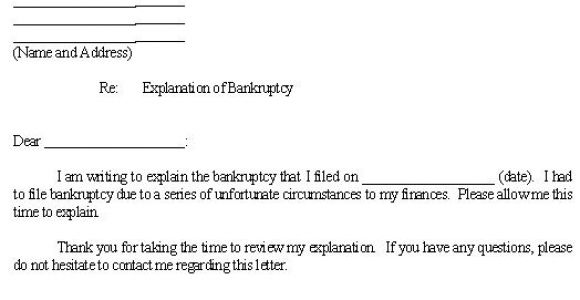 Bankruptcy Letter Of Explanation Template Sample Letter for Explanation Of Bankruptcy Template