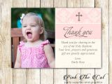 Baptism Thank You Card Wording Blush Pink Creme Baptism Christening Thank You Note Printable