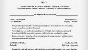 Bartender Resume Objective Samples Bartender Resume Sample Resume Genius