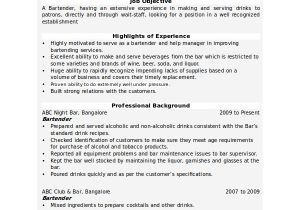 Bartender Resume Templates Bartender Resume Template 6 Free Word Pdf Document