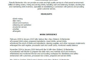 Bartender Resume Templates Professional Bartender Resume Templates to Showcase Your