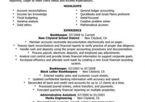 Basic Bookkeeping Resume Best Bookkeeper Resume Example Livecareer