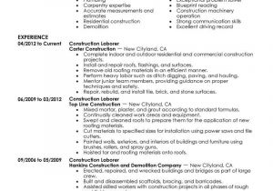 Basic Laborer Resume Best Construction Labor Resume Example From Professional