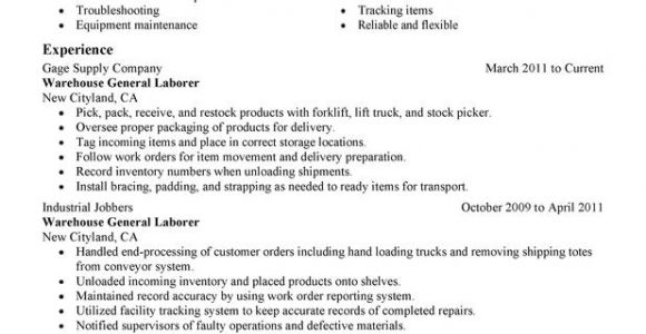 Basic Laborer Resume General Labor Resume Examples Free to Try today