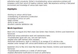 Basic Mechanic Resume Automotive Technician Resume Automotive Technician Resume