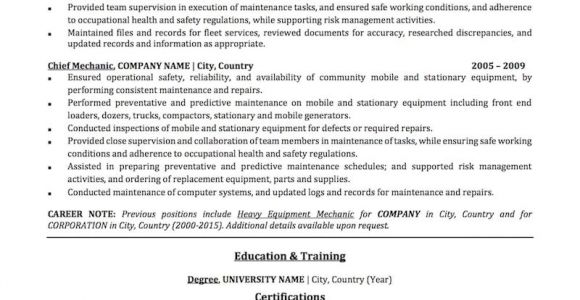 Basic Mechanic Resume Mechanic Resume Sample Professional Resume Examples