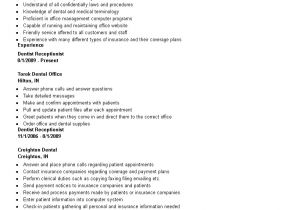 Basic Receptionist Resume Dental Administration Receptionist Resume