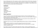Basic Restaurant Resume 1 Food and Beverage Server Resume Templates Try them now