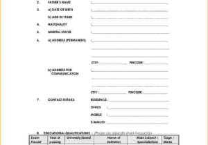 Basic Resume Bio Data Collection Of Biodata form format for Job Application Free