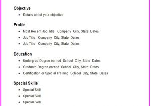Basic Resume Examples with Picture Basic Chronological Resume Template Open Resume Templates