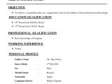 Basic Resume for Freshers Simple Resume format for Freshers In Word File World Of