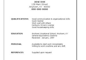 Basic Resume with No Work Experience Resume for Homemaker with No Work Experience Job Search