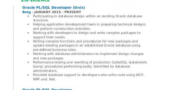 Basic Unix Resume Sample Pl Sql Developer Resume Samples Qwikresume