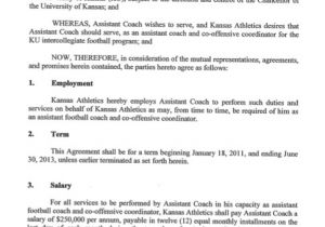 Basketball Contract Template Kansas athletics Coaches and Administrators Contracts and