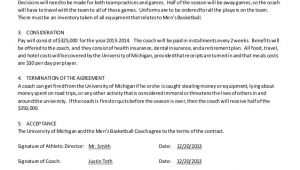 Basketball Contract Template Men 39 S Basketball Coach Contract Example