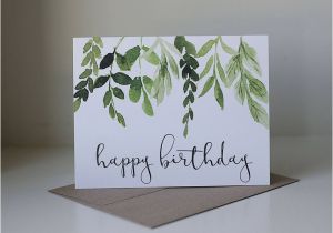 Beautiful Card Ideas for Teachers Happy Birthday Card Ivy Birthday Card Watercolor Card
