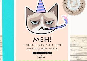 Beautiful Invitation Card for Kitty Party Printable Grumpy Cat Invitation Card Boyfriend Funny