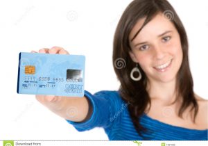 Beautiful Person Cue Card Follow Ups Casual Girl Holding A Credit Card Stock Image Of