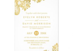 Beautiful Words for A Wedding Card Elegant White Gold Lace Pattern formal Wedding Invitation