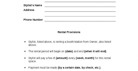 Beauty Room Rental Contract Template A Template for A Hair Salon Booth Rental Agreement