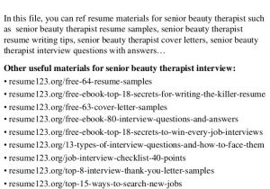 Beauty therapist Contract Template top 8 Senior Beauty therapist Resume Samples