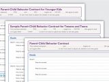 Behavior Contract Template for Parents Sample Behavior Contracts Parent Child Behavior Contracts