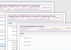 Behavior Contract Template for Parents Sample Behavior Contracts Parent Child Behavior Contracts