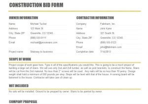 Bid Proposal Template Pdf Construction Proposal Templates Open Door Construction