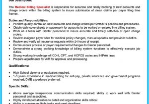 Billing Specialist Resume Template Medical Billing Specialist Resume Examples Examples Of
