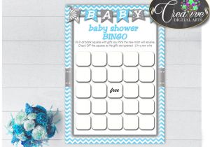 Bingo Blank Card Printable Free Blue White Baby Shower Bingo Blank Game Printable Chevron