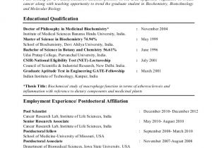 Biochemistry Student Resume Dr Ravi S Pandey Resume for assistant Professor Research
