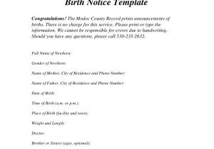 Birth Notice Template 11 Birth Notice Samples Templates Sample Templates