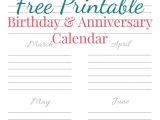 Birthday and Anniversary Calendar Template Free Printable Birthday Anniversary Calendar Laura Sue