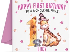 Birthday Card for Daughter In Law Details About Personalised Girls First 1st Birthday Card Granddaughter Niece Daughter Sister