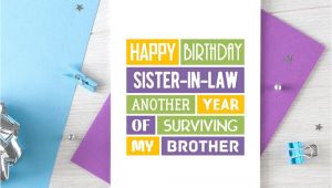 Birthday Card for Sister In Law Funny Sister In Law Birthday Card Sister In Law Card