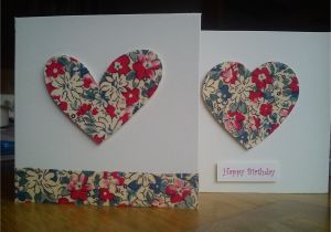 Birthday Card Handmade for Best Friend Handmade Fabric Heart Cards Fabric Cards Anniversary