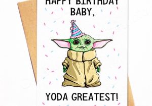 Birthday Greeting Card with Name Baby Yoda Birthday Card D Yoda Happy Birthday Happy