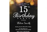 Birthday Invitation Card with Name and Photo Gold Glitter 15th Birthday Invitation Card Zazzle Com