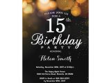 Birthday Invitation Card with Name and Photo Gold Glitter 15th Birthday Invitation Card Zazzle Com