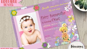 Birthday Invitation Card with Name and Photo Tinkerbell Birthday Invitation Editable Fairy