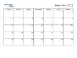 Blank Calendar Template November 2013 Free Printable Calendar Free Printable Calendar November