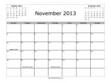 Blank Calendar Template November 2013 November 2013 Calendar Free Printable Allfreeprintable Com